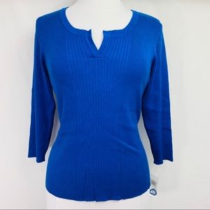 NWT's Women's Ribbed RAFAELLA China Blue Top sz XL